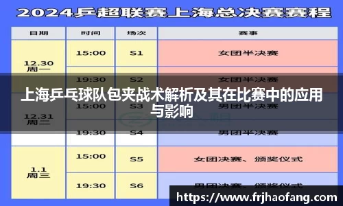 上海乒乓球队包夹战术解析及其在比赛中的应用与影响